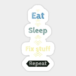 Eat sleep fix stuff Sticker